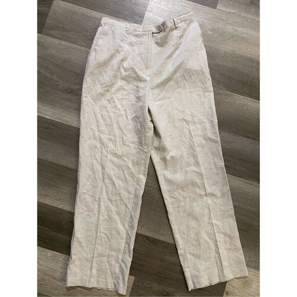 Sag Harbor Light Khaki Linen Pants, Straight Leg, Size 12P - Picture 1 of 7